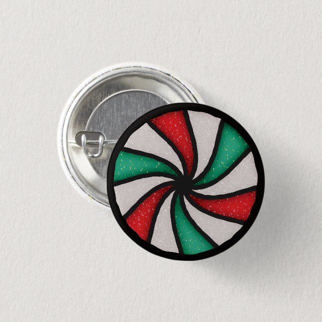 Stained Glass Christmas Ornament Peppermint Candy Button (Front & Back)