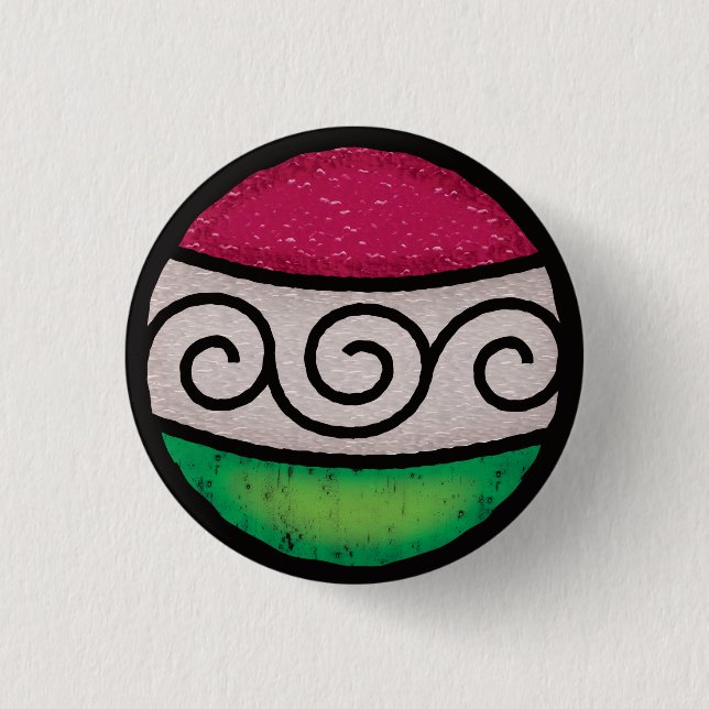 Stained Glass Christmas Ornament Swirl Ball Button (Front)