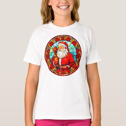 Stained Glass Christmas _ Santa 3D Ornaments_1 T_Shirt