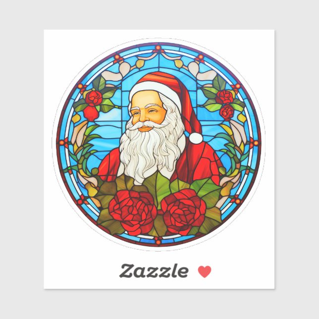 Stained Glass Christmas Santa Ornament-67673 Sticker (Sheet)