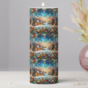 Stained Glass Christmas Scene Candle
