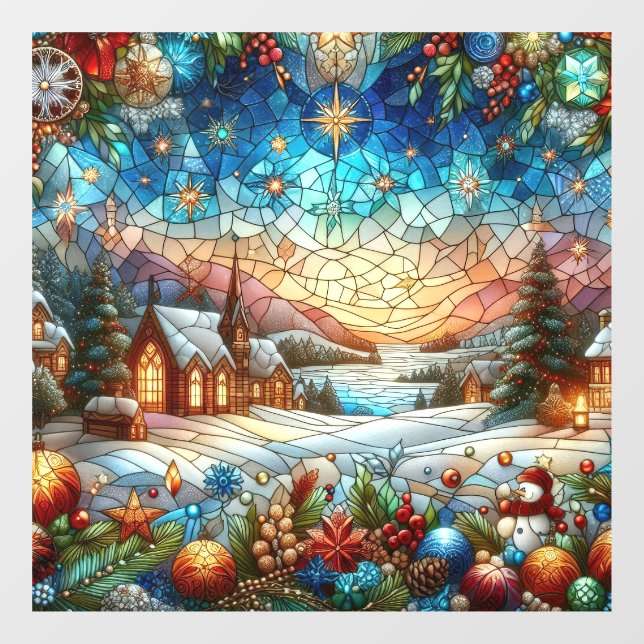 Stained Glass Christmas Scene Window Cling (Sheet)
