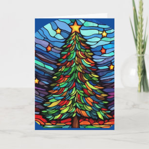 Stained Glass Christmas Tree Greeting Card