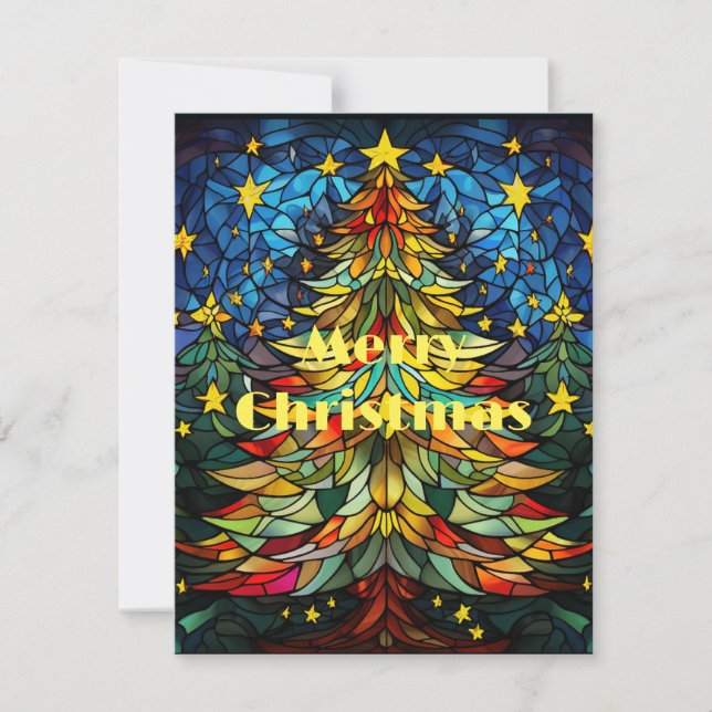 Stained Glass Christmas Tree Holiday Card (Front)