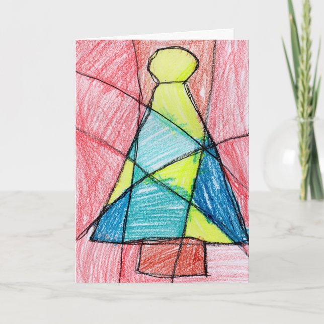 Stained Glass Christmas Tree Holiday Card (Front)