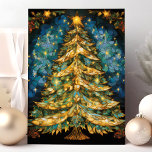 Stained Glass Christmas Tree Holiday Card<br><div class="desc">Illuminate your holiday season with our Stained Glass Christmas Tree Holiday Card! This stunning card features a beautifully detailed illustration of a Christmas tree rendered in a stained glass style, glowing with vibrant colors and intricate patterns. Perfect for sharing festive wishes with friends and family, this card captures the magical...</div>
