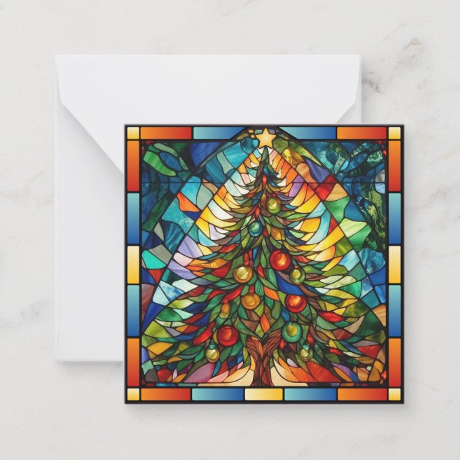 Stained Glass Christmas Tree Note Card (Front)