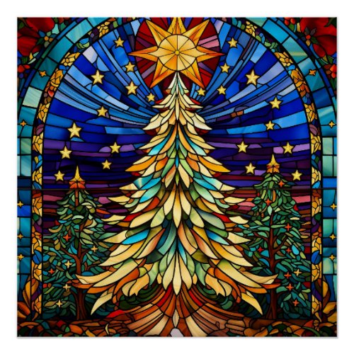 Stained Glass Christmas Tree Poster