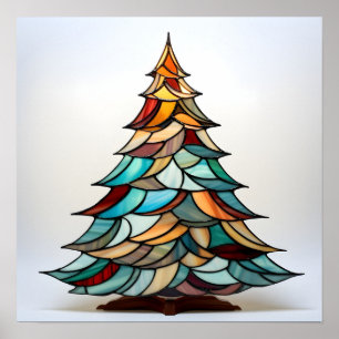 Stained glass Christmas tree Poster