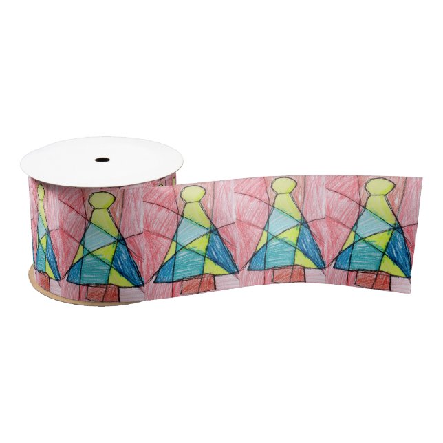 Stained Glass Christmas Tree Satin Ribbon (Spool)