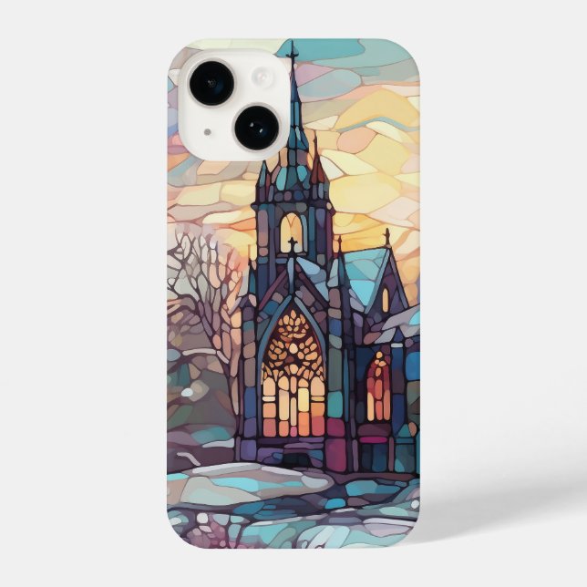 Stained Glass Church iPhone 14 Slim Fit Case (Back)