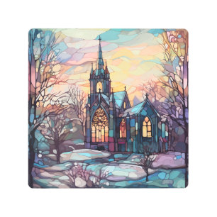 Stained Glass Church Metal Wall Art