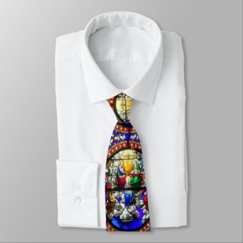 Stained Glass Church Window Coronation Mary Neck Tie