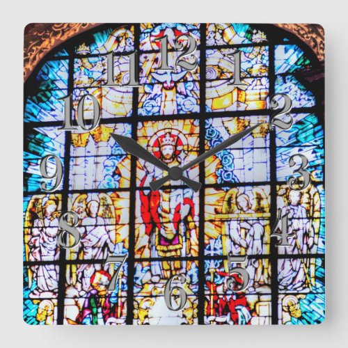 Stained Glass Church Window Greenwich UK Square Wall Clock