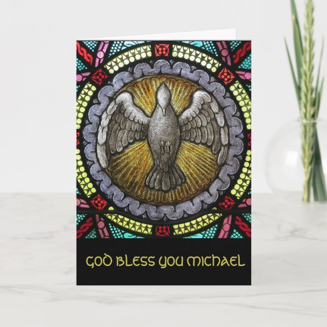 Stained Glass Church Window Holy Spirit Dove Card (Front)
