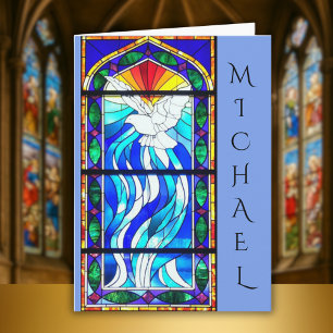 Stained Glass Church Window Holy Spirit Dove Card