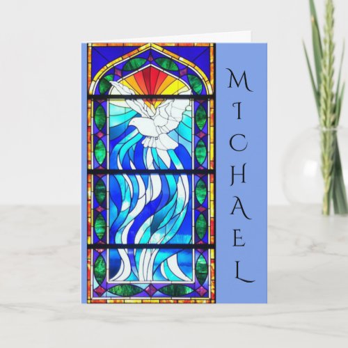 Stained Glass Church Window Holy Spirit Dove Card