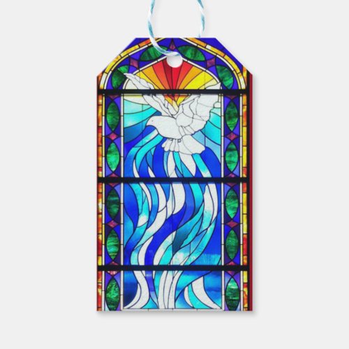 Stained Glass Church Window Holy Spirit Dove Gift Tags