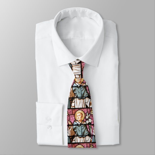 Stained Glass Church Window Rosary St. Dominic Neck Tie (Tied)