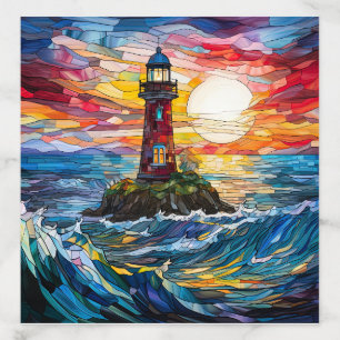 Stained Glass Coastal Lighthouse Art Envelope Liner