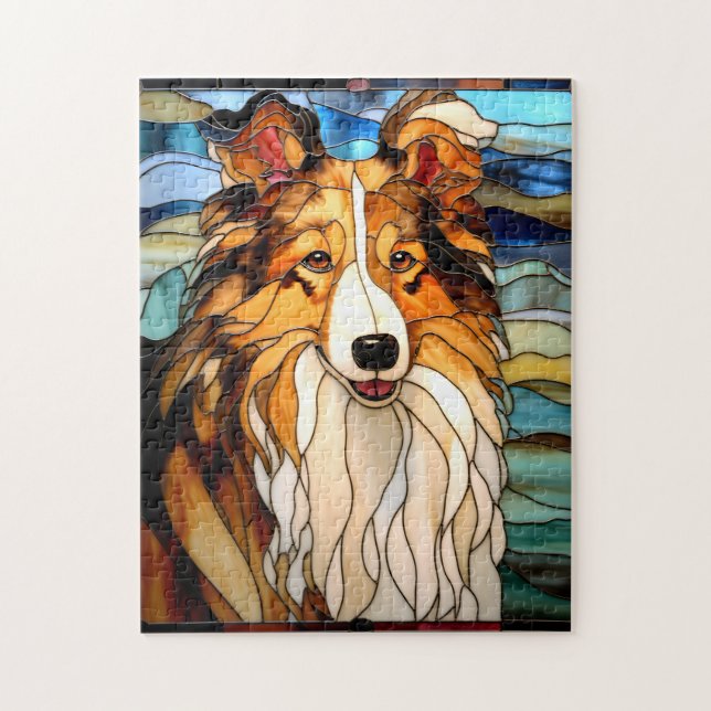 Stained Glass Collie Puzzle (Vertical)