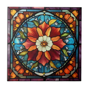Stained Glass Color Flower Ceramic Tile
