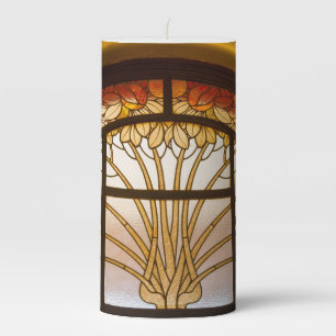 Stained Glass Color FlowerPillar Candle