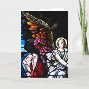 Stained Glass Colorful Angel Wings Christmas Card