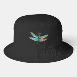Stained Glass Colorful Dragonfly Bucket Hat