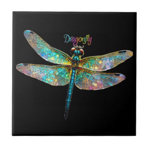 Stained Glass Colorful Dragonfly Ceramic Tile