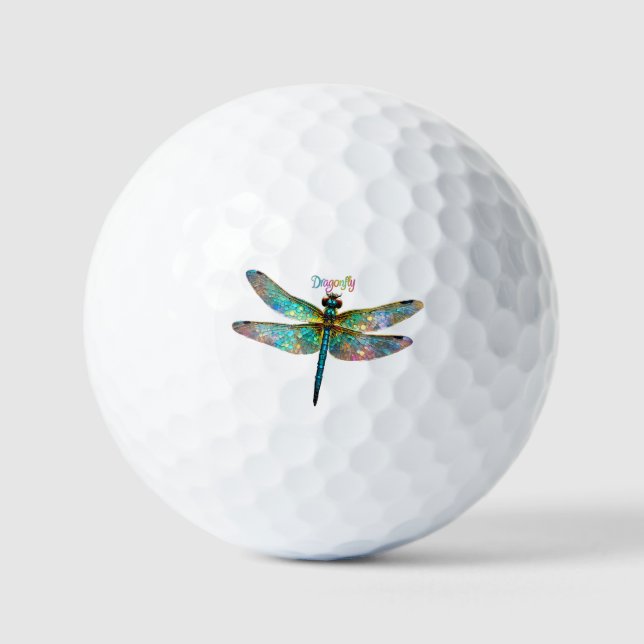 Stained Glass Colorful Dragonfly Golf Balls (Front)