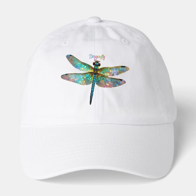 Stained Glass Colorful Dragonfly Hat (Front)