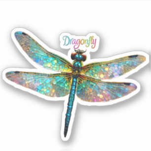 Stained Glass Colorful Dragonfly Sticker
