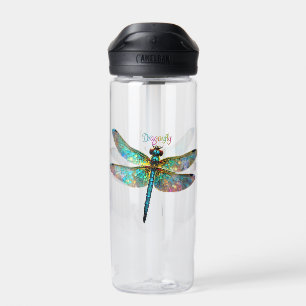 Stained Glass Colorful Dragonfly Water Bottle