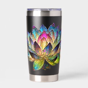 Stained Glass Colorful Lotus Flower Insulated Tumbler