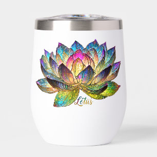 Stained Glass Colorful Lotus Flower Thermal Wine Tumbler