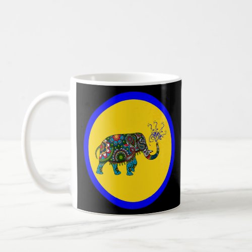 Stained Glass Colorful Mandala Paisley Elephant    Coffee Mug
