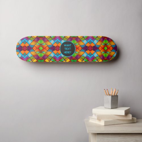 Stained Glass _ Colorful Mosaic Tile _ Add Text to Skateboard