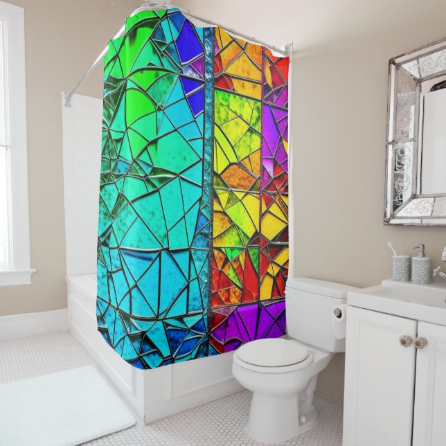 Stained Glass Cracked Shower Curtain (In Situ)