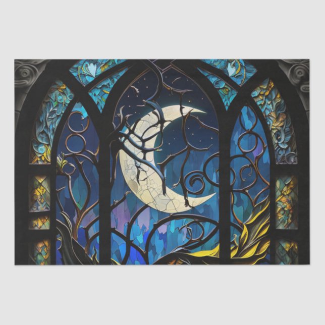 Stained Glass Crescent Moon Tissue Paper (Front)