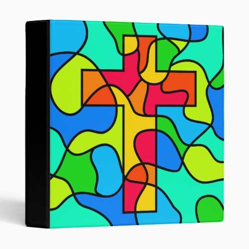 Stained Glass Cross 3 Ring Binder