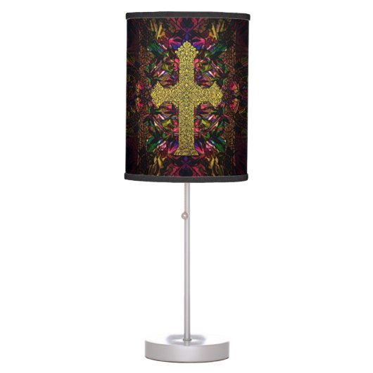 Stained Glass Cross Art Table Lamp (Front)