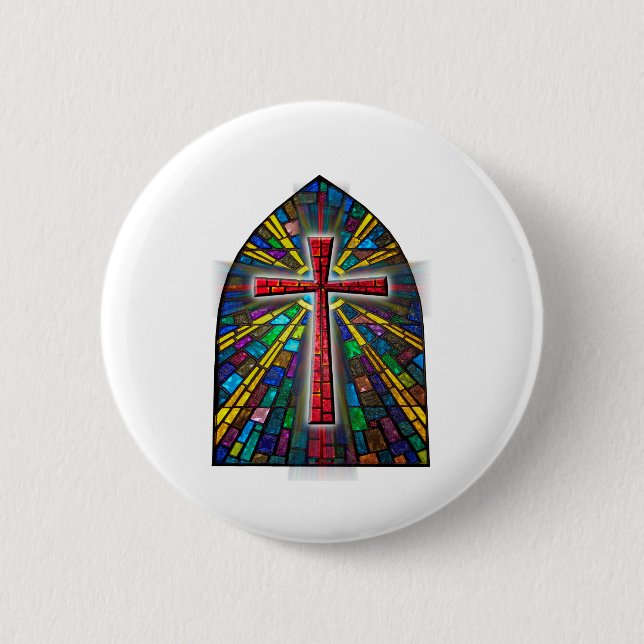Stained Glass Cross Button (Front)
