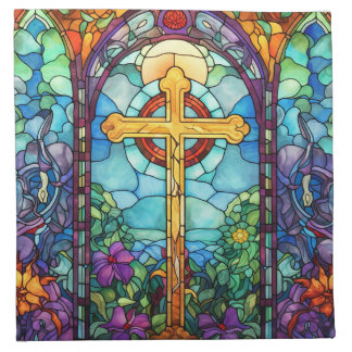 Stained Glass Cross Cloth Napkin