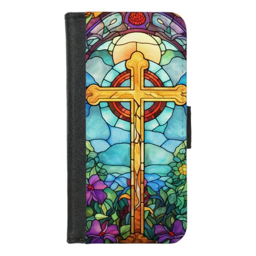 Stained Glass Cross  iPhone 87 Wallet Case