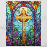 Stained Glass Cross  Letterhead<br><div class="desc">Colorful stained Glass Cross</div>