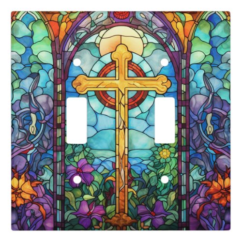 Stained Glass Cross  Light Switch Cover
