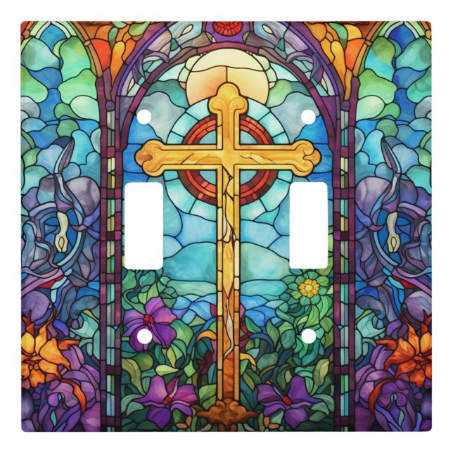 Stained Glass Cross  Light Switch Cover (Front)