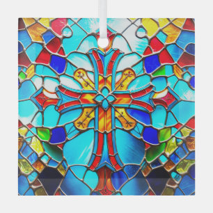 Stained Glass Cross Lightcatcher Glass Ornament