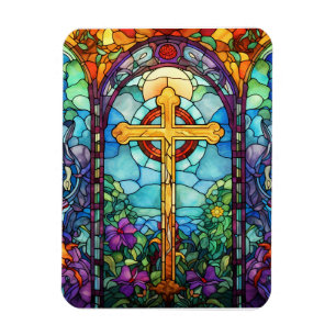 Stained Glass Cross Magnet